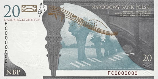 Banknot 20 zł Fryderyk Chopin 2009