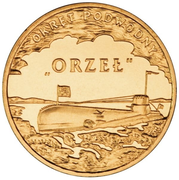 Moneta 2 zł okręt podwodny Orzeł 2012